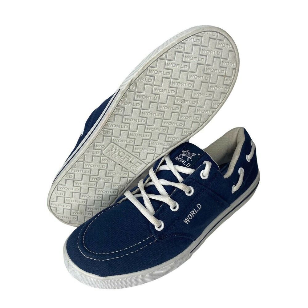 World Industries Shoes Men's 9 Blue Remix Hanging Skateboarding Sneakers Boat